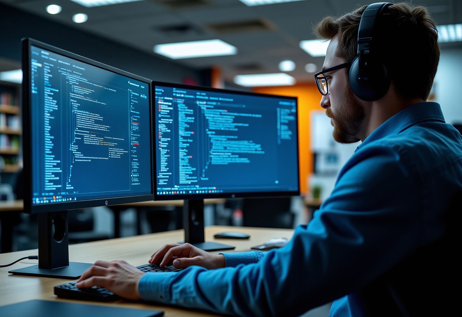 Developer working on code